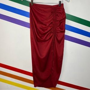 NEW Free People maroon slit silky skirt size 0